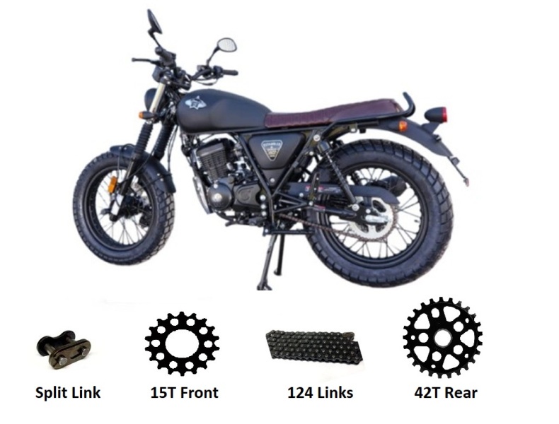 WK125 SCRAMBLER - BLACK Chain & Sprockets Set